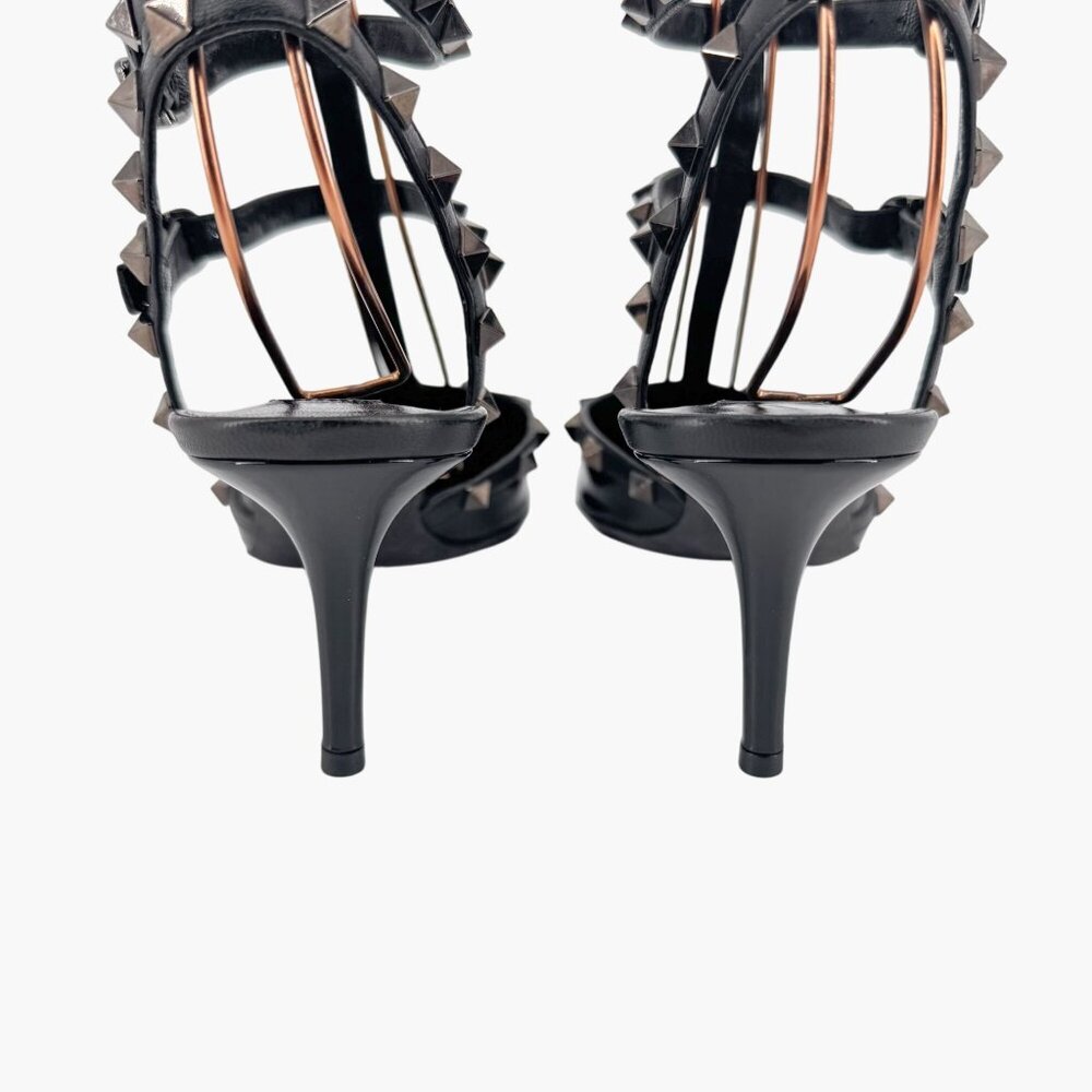 Valentino Rockstud Black Patent Leather Caged Strappy Pumps Heels Size 40 US 10 - Picture 6 of 13